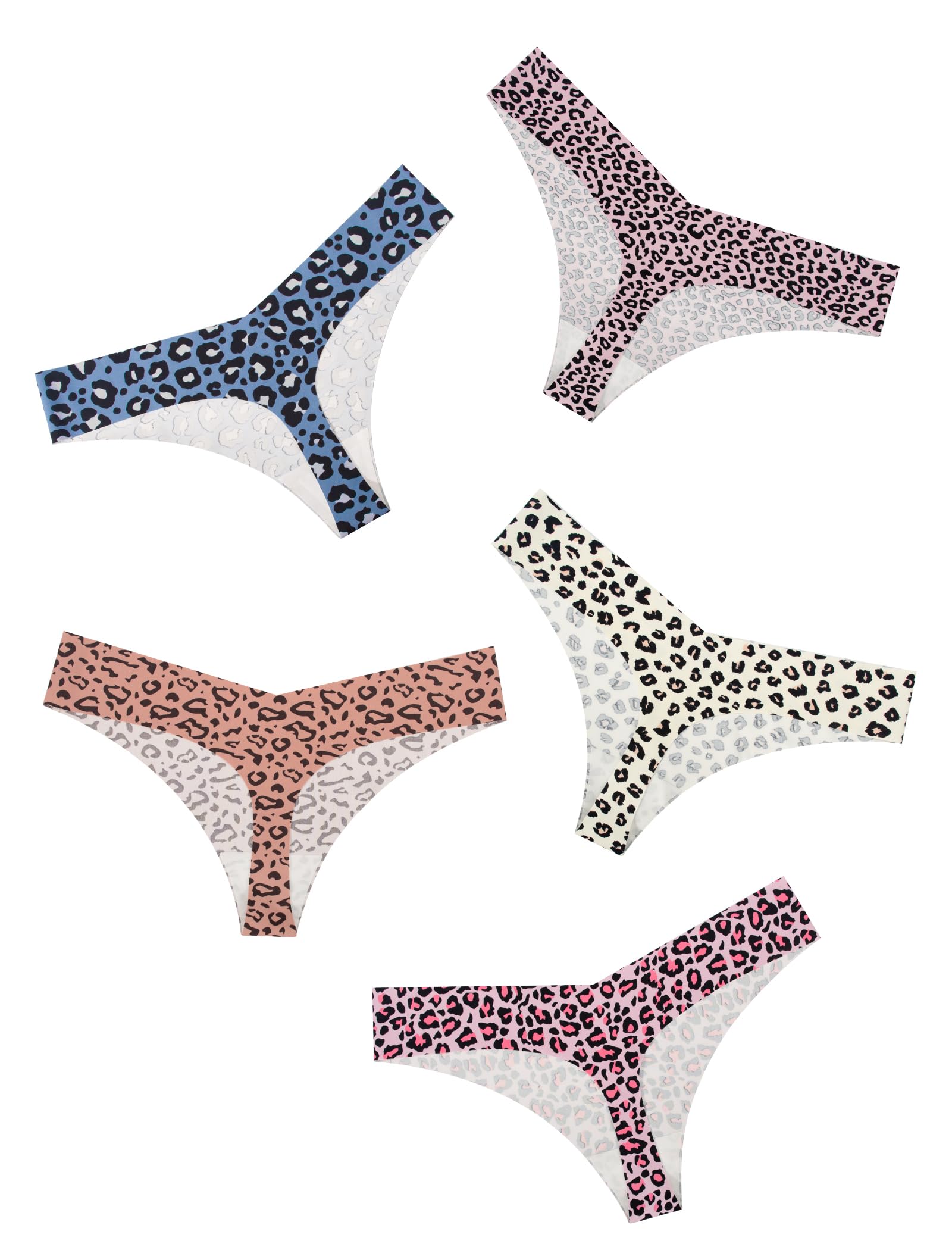 VOENXE String Tanga Damen Nahtlos,Niedrige Taille Slip UnterwäSche,Frauen Ohne Naht Unterhosen,Sexy Sport Unsichtbar Panty Mehrpack,Microfaser Atmungsaktiv Women Seamless Thong Underwear, 5er-Pack