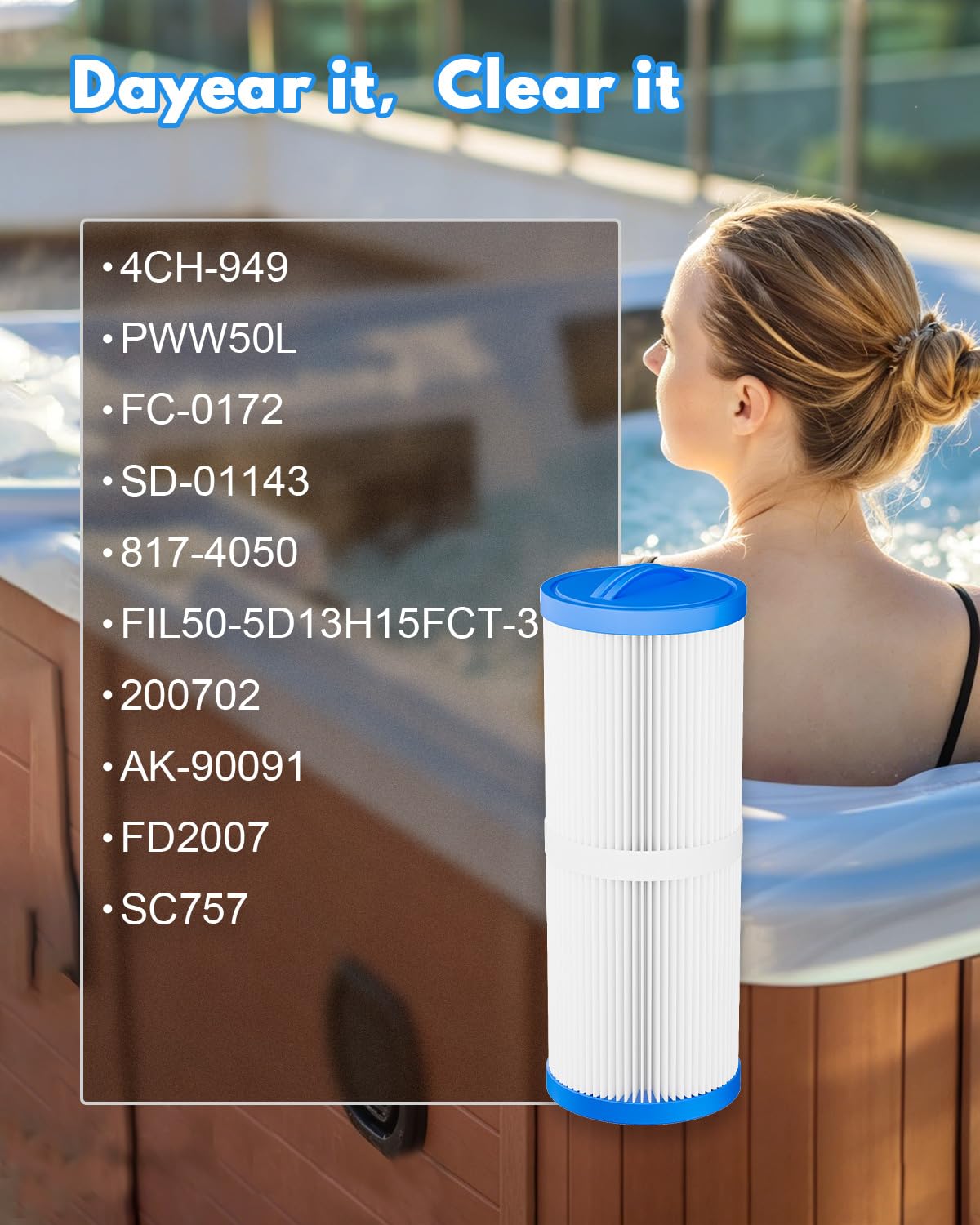 Filtro Ricambio 4.65 mq Vasca idromassaggio PWW50L Confezione da 2 | Filtro bagno a remozione compatibile con 4CH-949 PWW50L FC-0172 817-4050 SD-01143 FIL50-5D13H15FCT-3 200702 40508