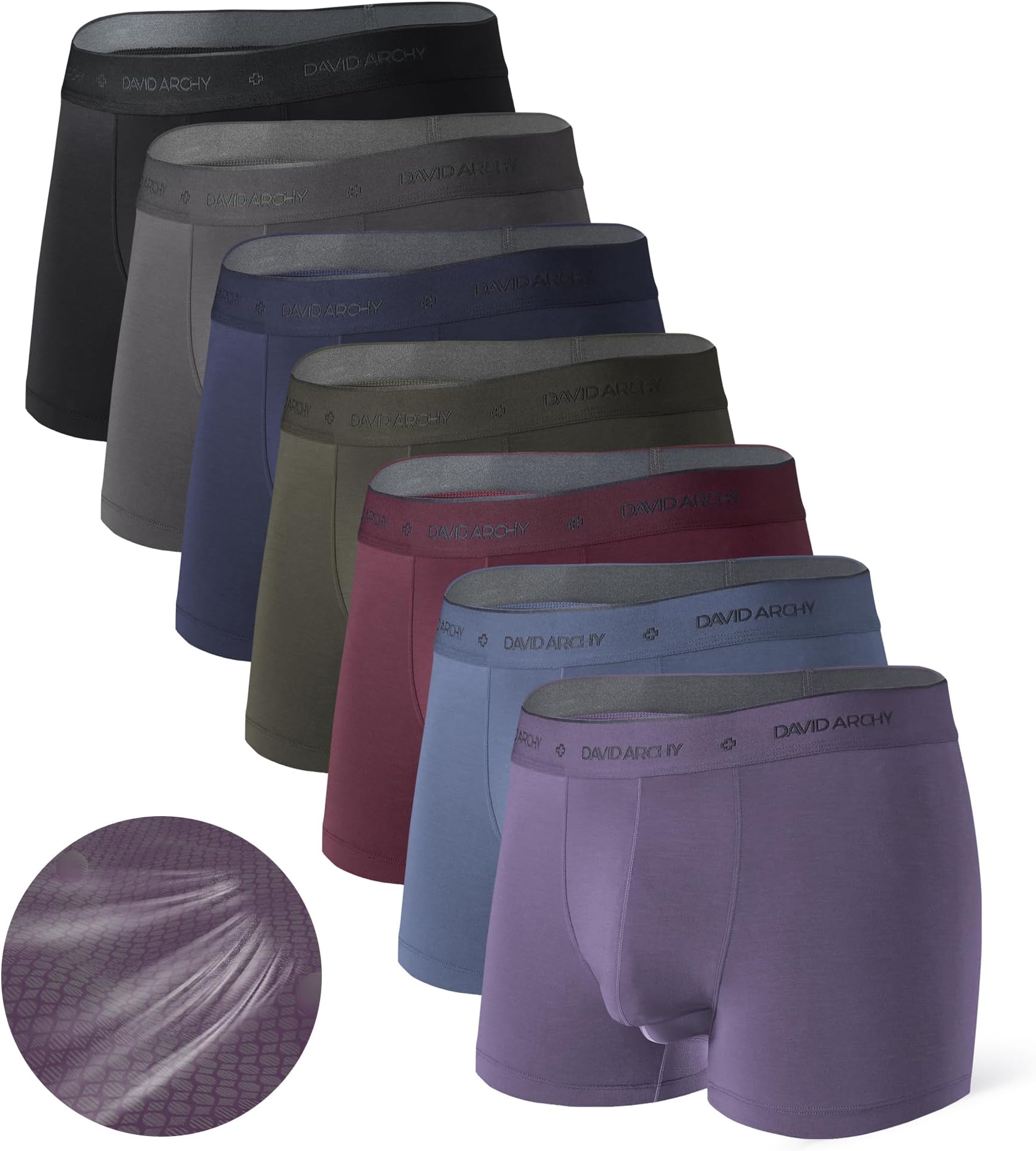 DAVID ARCHYMens Trunks Underwear Modal Microfiber Soft Breathable Trunk Multipack