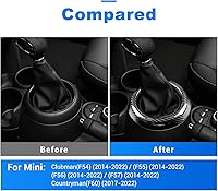 Vista 4 de AIRSPEED Adhesivo para panel de cambios de automóvil, cubierta de círculo, caja de cambios de fibra de carbono real, marco central, calcomanía