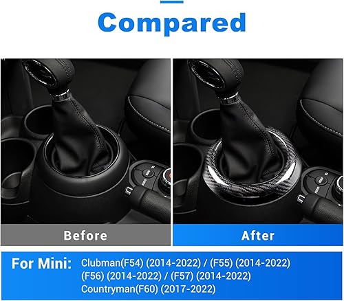 Miniatura 4 de AIRSPEED Adhesivo para panel de cambios de automóvil, cubierta de círculo, caja de cambios de fibra de carbono real, marco central, calcomanía