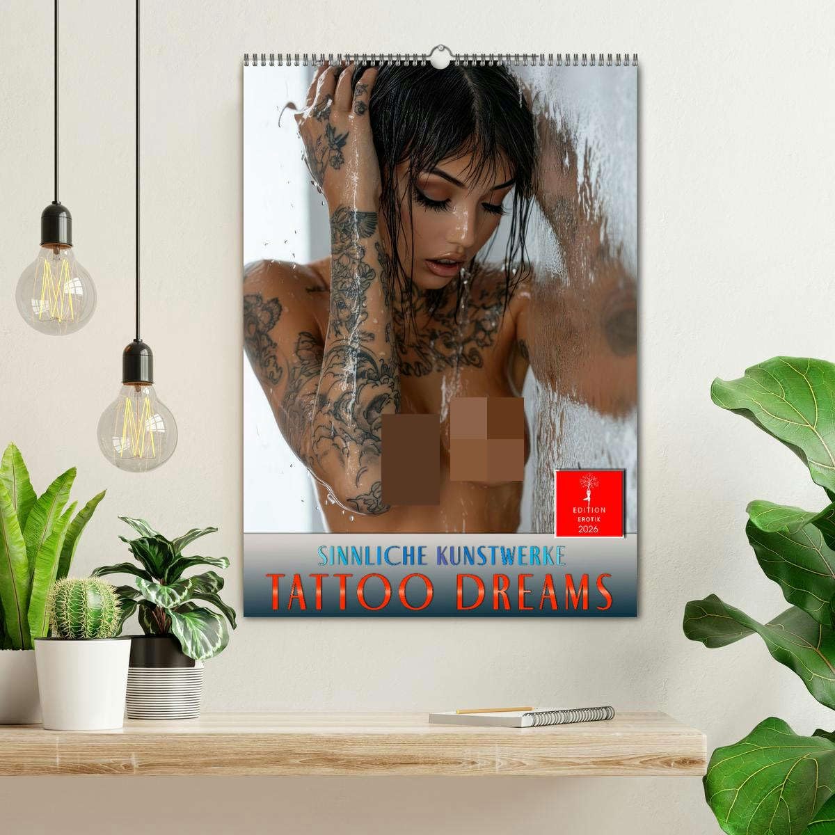 Tattoo Dreams - Sinnliche Kunstwerke (Wandkalender 2026 DIN A2 hoch), CALVENDO Monatskalender: Erotische Frauen verzaubern mit sexy Tatoos. (CALVENDO Erotik)