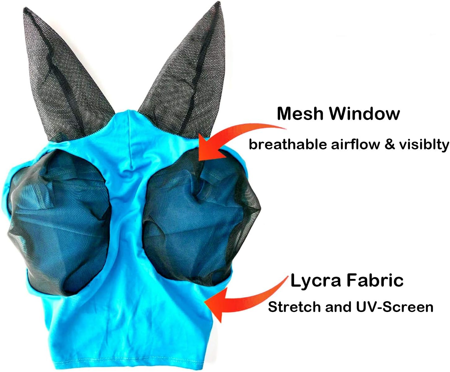 Elastic Horse Fly Mask with Ears Lycra Breathable Mesh Visible Cover Anti-Fly Mesh Equine Masks Equestrian Equipment for Horses Grey… : Pet Supplies