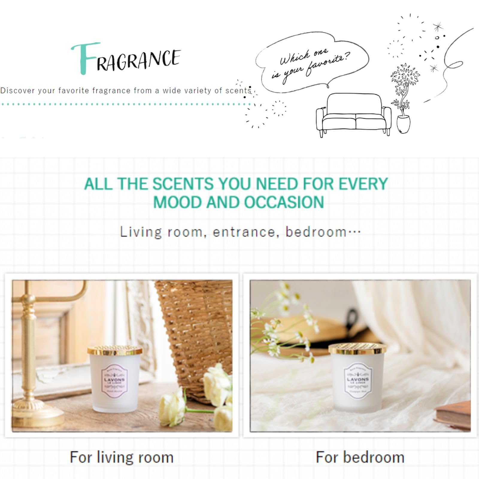 LAVONS Air Freshener for Home, Compact Deodorizer with Long-Lasting Fresh Scent, Odor Eliminator for Rooms, Closets & Small Space, Room Fragrance from Japan, SECRET BLOSSOM, 5.3 Oz, 3EA