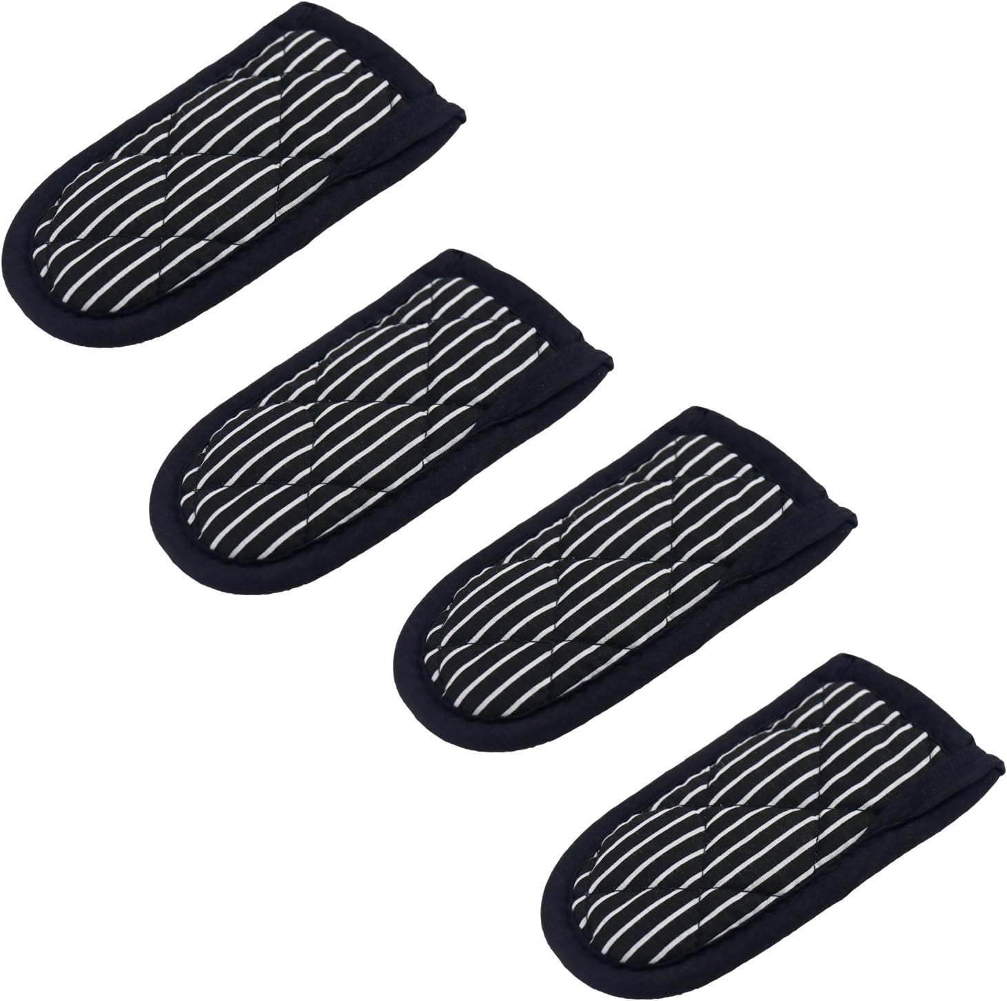 wellhouse Pan Handle Sleeve Hot Handle Holders Max Temp Handle Mitt Pot Holder Heat Resistant Non-Slip Machine Washable Handle Cover for Kitchen Cooking and Baking (4, Black Stripe)