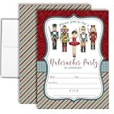 Amanda Creation Christmas Invitations with Envelopes – Nutcracker Ballet, 8 Pack 5x7 Double Sided Fill-In Invite Cards with Twenty White Envelopes Perfect for Christmas Birthday Parties