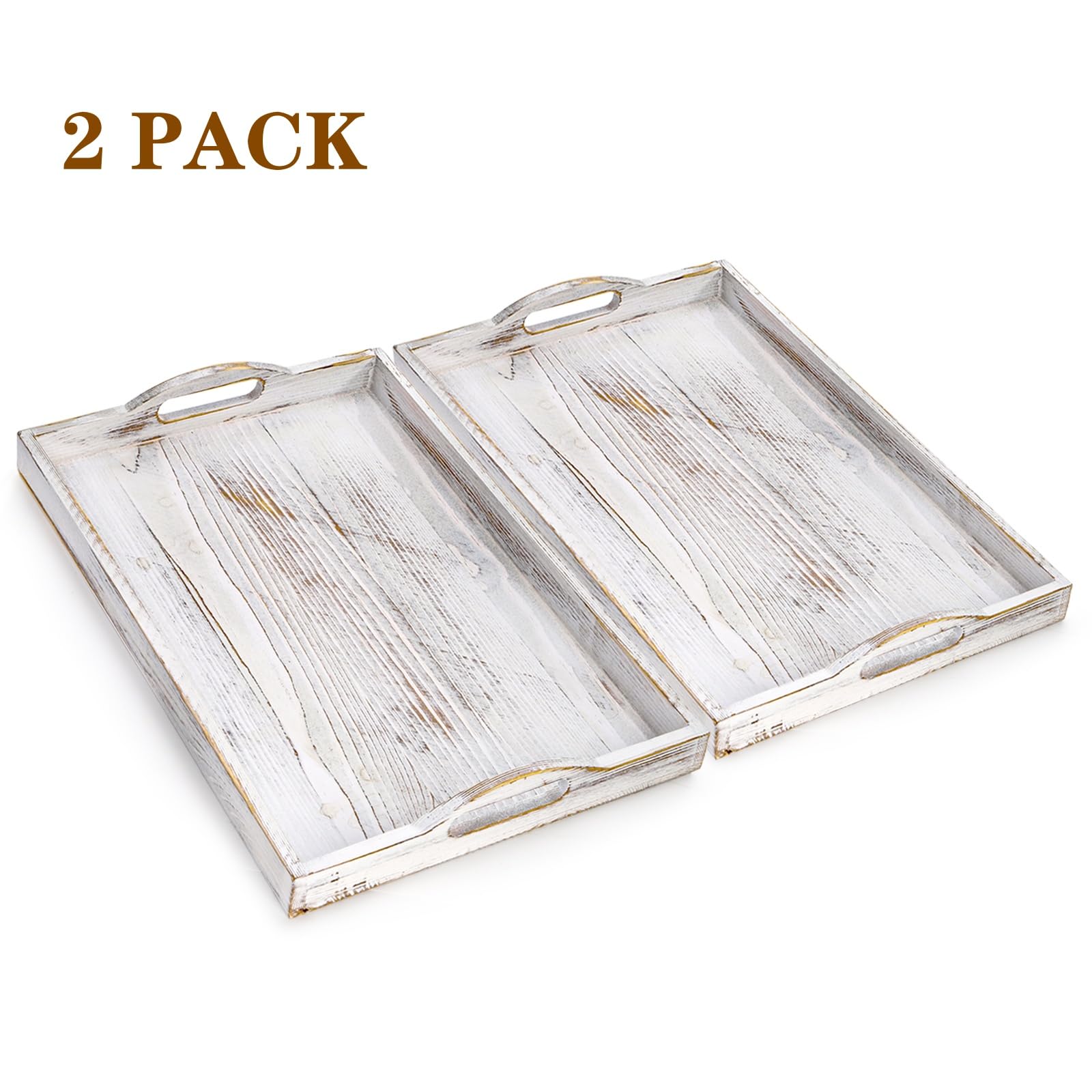 DEAYOU Bandeja de Madera para Servir, Bandeja de Mesa de café de 17 Pulgadas con asa, Bandeja de Desayuno rústica con antorcha para Aperitivos, Barbacoa, Cama, Almuerzo, Mesa de café, Plato de Madera