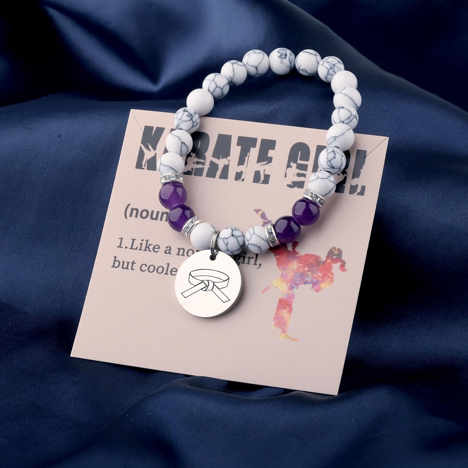 BLEOUK Karate Bracelet Karate Jewelry Jiu Jitsu Present Karate Themed Present Taekwondo Sport Lover Gift Kung Fu Gift