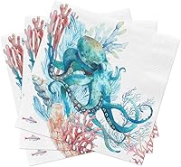 Vista 4 de Nautcial Servilletas OCTOPUS 40 servilletas de papel costero, papel decoupage, tamaño de cóctel para fiestas o decoupage