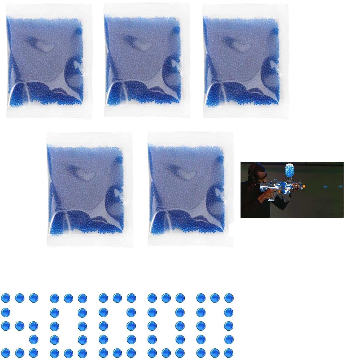 Gel Blaster Ammo, 50000 Pcs Refill Gel Balls, 7-8 mm Blaster Bullets,Refill Gun Ammo Biodegradable Stress Relief Decorative Water Ball Toy Pellet for Teenagers Adults Automatic Guns Filling