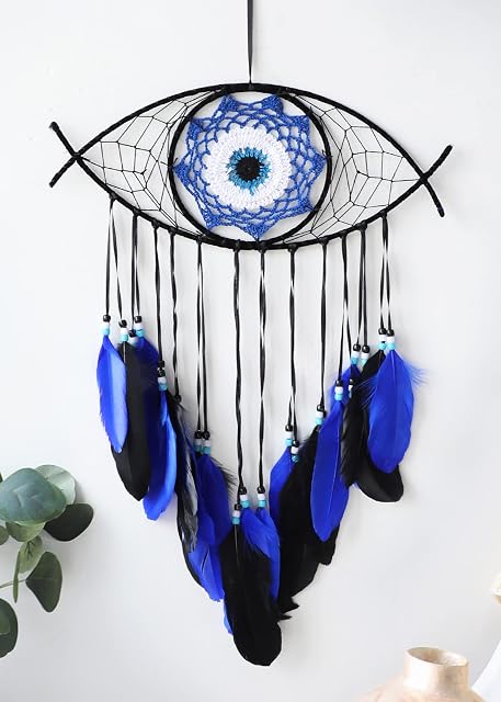Nice Dream Evil Eye Dream Catchers, Room Nursery Decor for Girls Boys, Handmade Feather Wall Decor, Home Ornaments Craft Gift for Bedroom