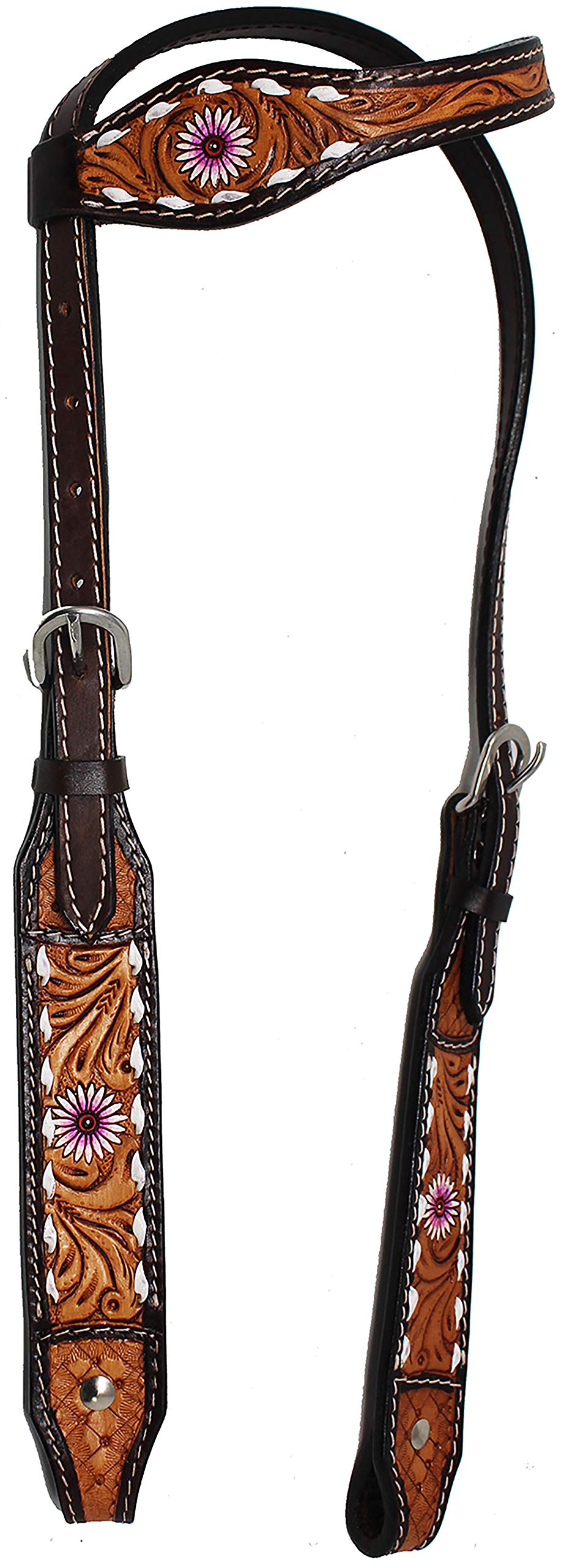 CHALLENGER Horse Western Floral Tooled Show Tack Laced One Ear Bridle 78HR38HA