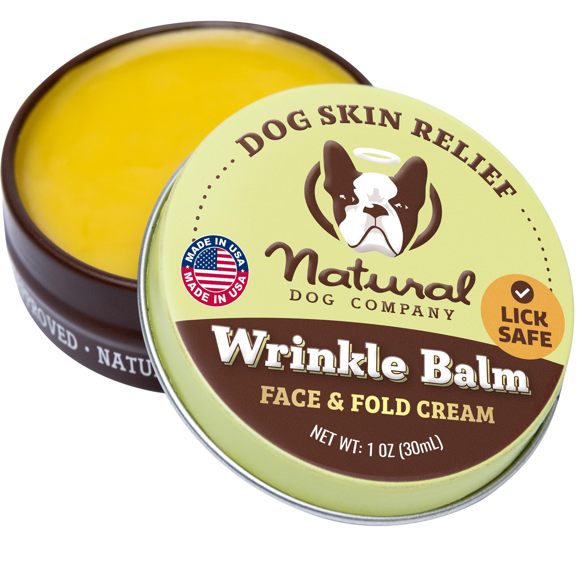 Natural Dog Company Wrinkle Balm for Dogs – Dog Wrinkle Balm for Skin Folds, Facial Creases & Wrinkles, Lick-Safe Wrinkle Cream for Bulldogs, Pugs &