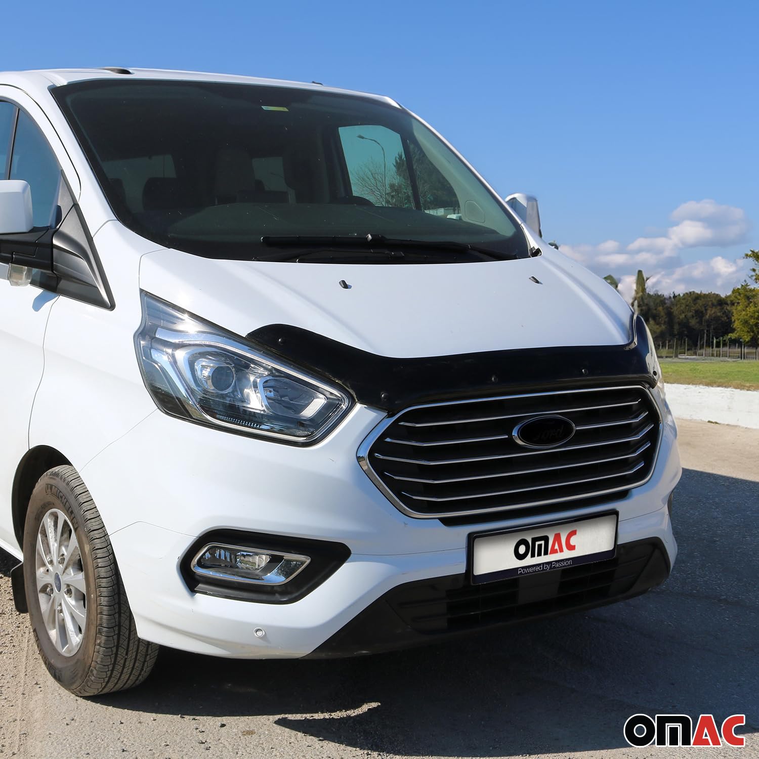 OMAC Déflecteur d'insectes compatible avec Ford Transit Tourneo Custom 2018-2024 Foncé