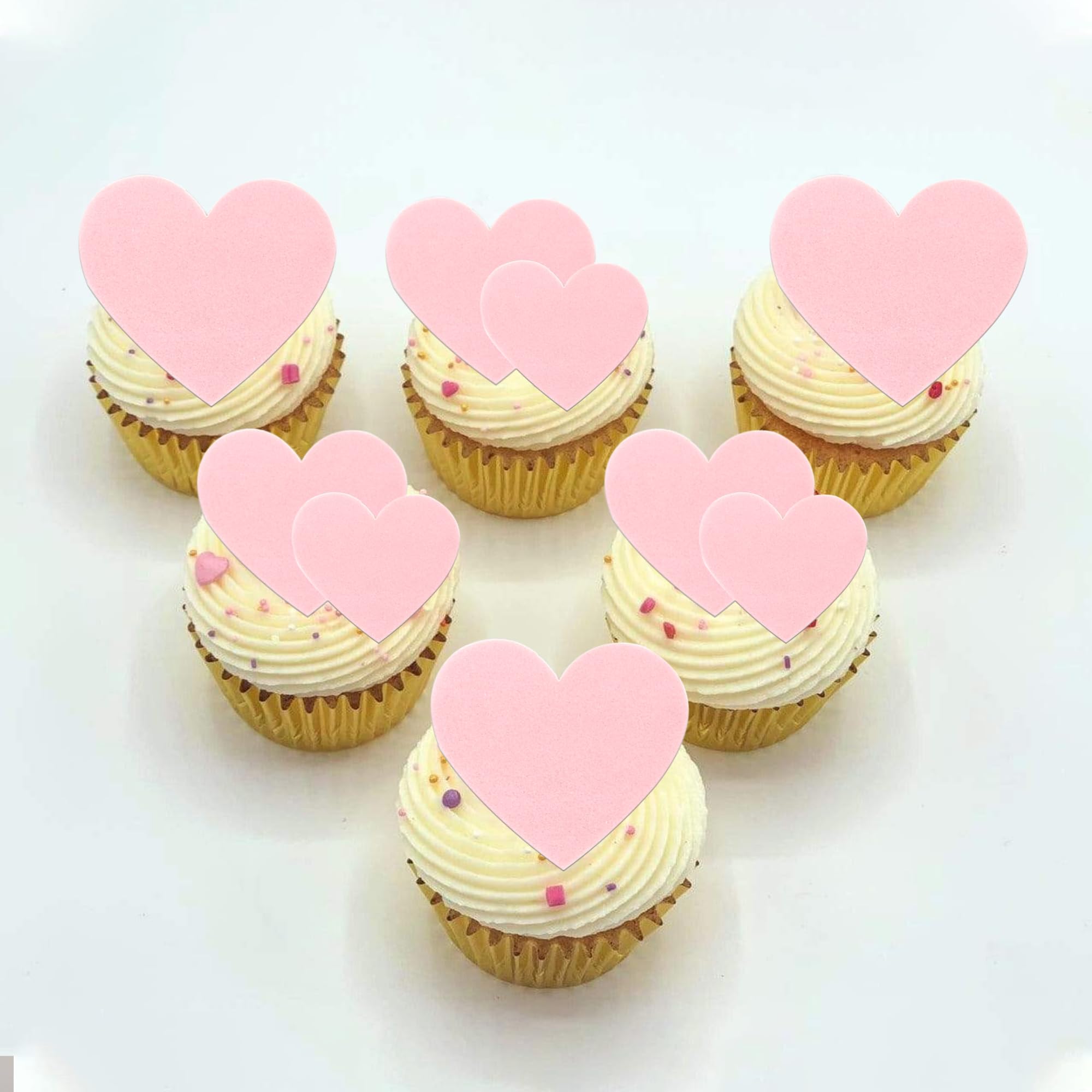 SYKYCTCY 60 Pack Edible Heart Valentines Day Cupcake Toppers Pink Sweet Love Heart Cupcake Picks Happy Valentine's Day Cake Decorations for Valentine's Day Theme Party Supplies - Image 3