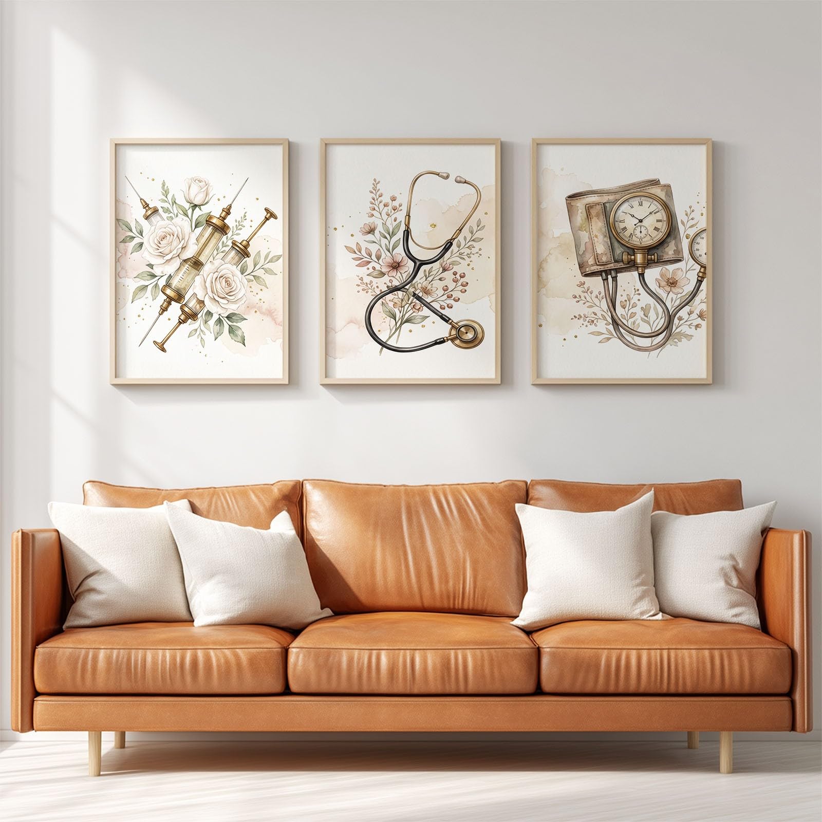 Sztuka ścienna na płótnie w stylu vintage, 60 x 80 cm, 3 sztuki