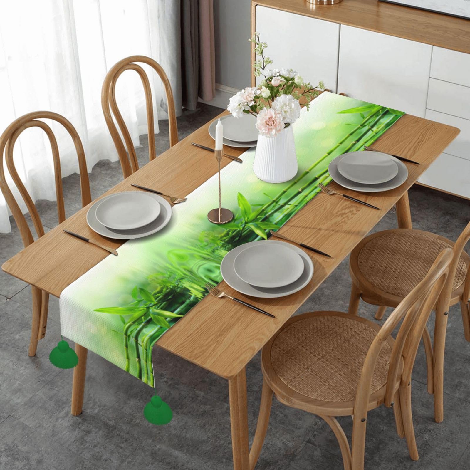 Chemin de table de Noël bambou 152cm decoration table automne fetes