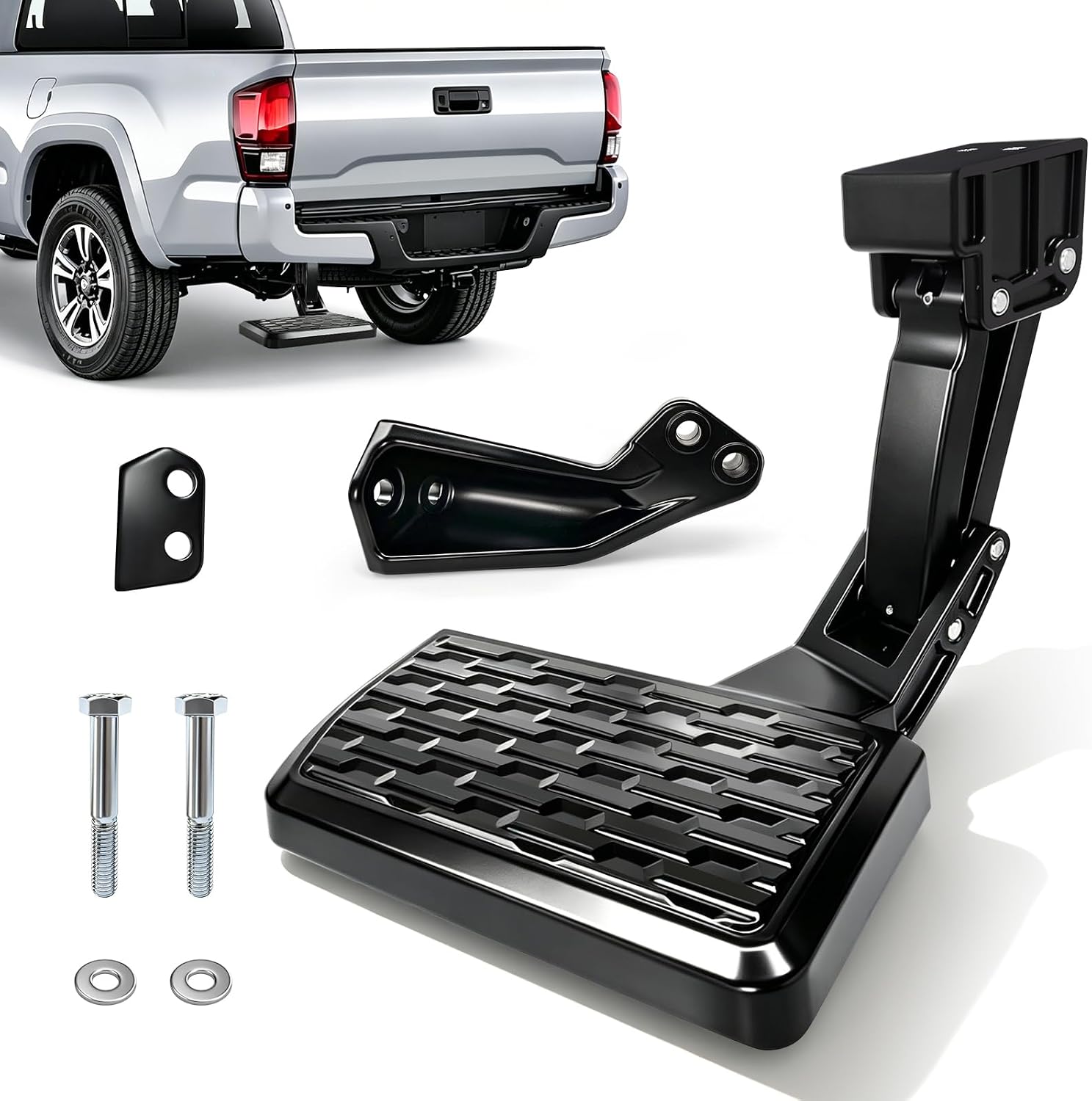 One-Piece Aluminum Rear Bed Step Compatible with Toyota Tacoma 2012-2023