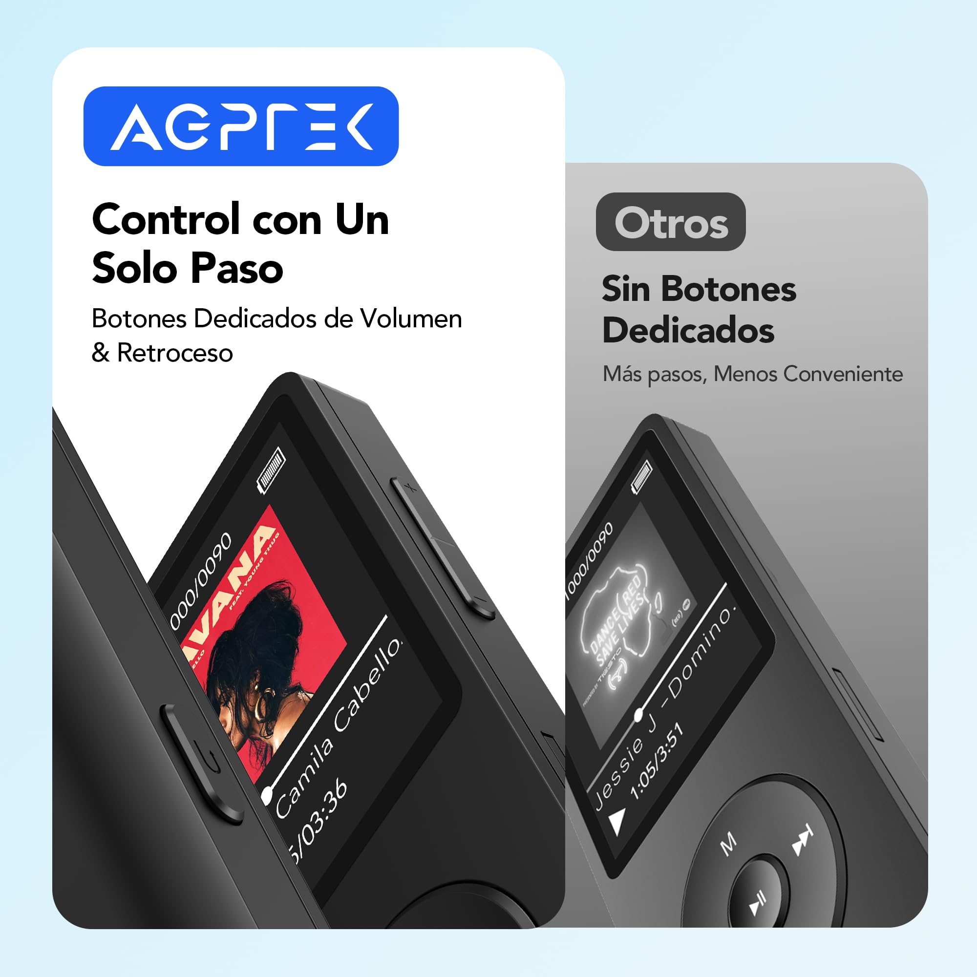 AGPTEK 64GB Reproductor MP3 Bluetooth 5.3,MP3 Player, Reproductor MP3 Deportivo Portátil, 1.8" Pantalla de 70H de Reproducción, MP3 de Niños Radio FM, Externo hasta 128GB(Sin Auriculares) (Negro)