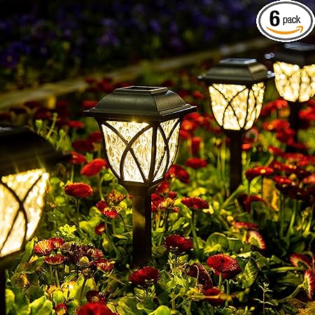GIGALUMI Solar Lights Outdoor Waterproof, 6 Pack LED Solar Garden Lights, Outdoor Decorations, Garden Decor for Yard, Patio, Landscape, Planter, Walkway (Warm White)