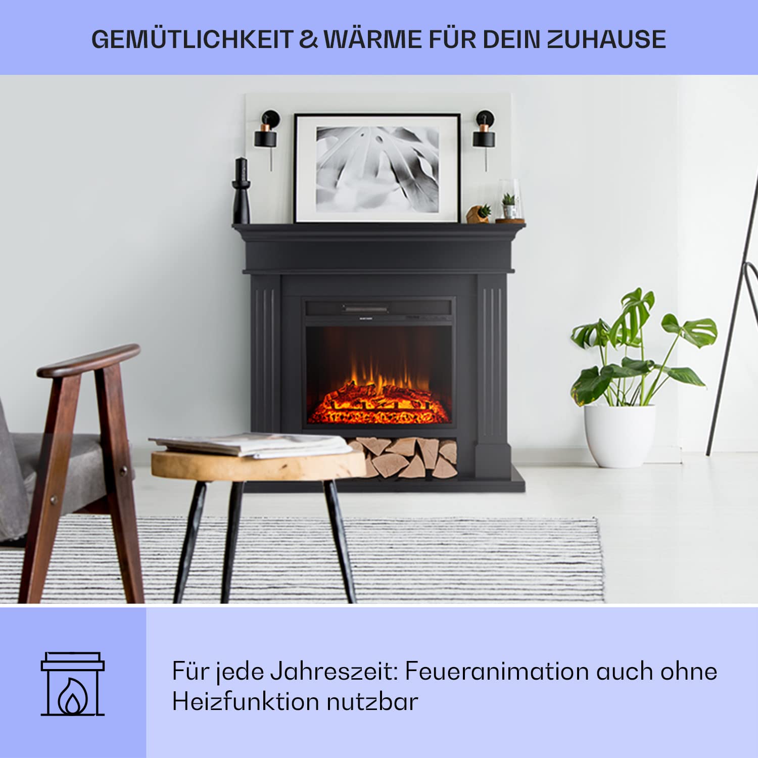 Klarstein Decorative Fireplace with LED Flames, Electric Fireplace with  Heater and Fireplace, 1800 W Electric Fireplace with Remote Control, Timer  u0026 Car Temperature Control, Economical Electric Fireplaces : Amazon.de: DIY  u0026 Tools
