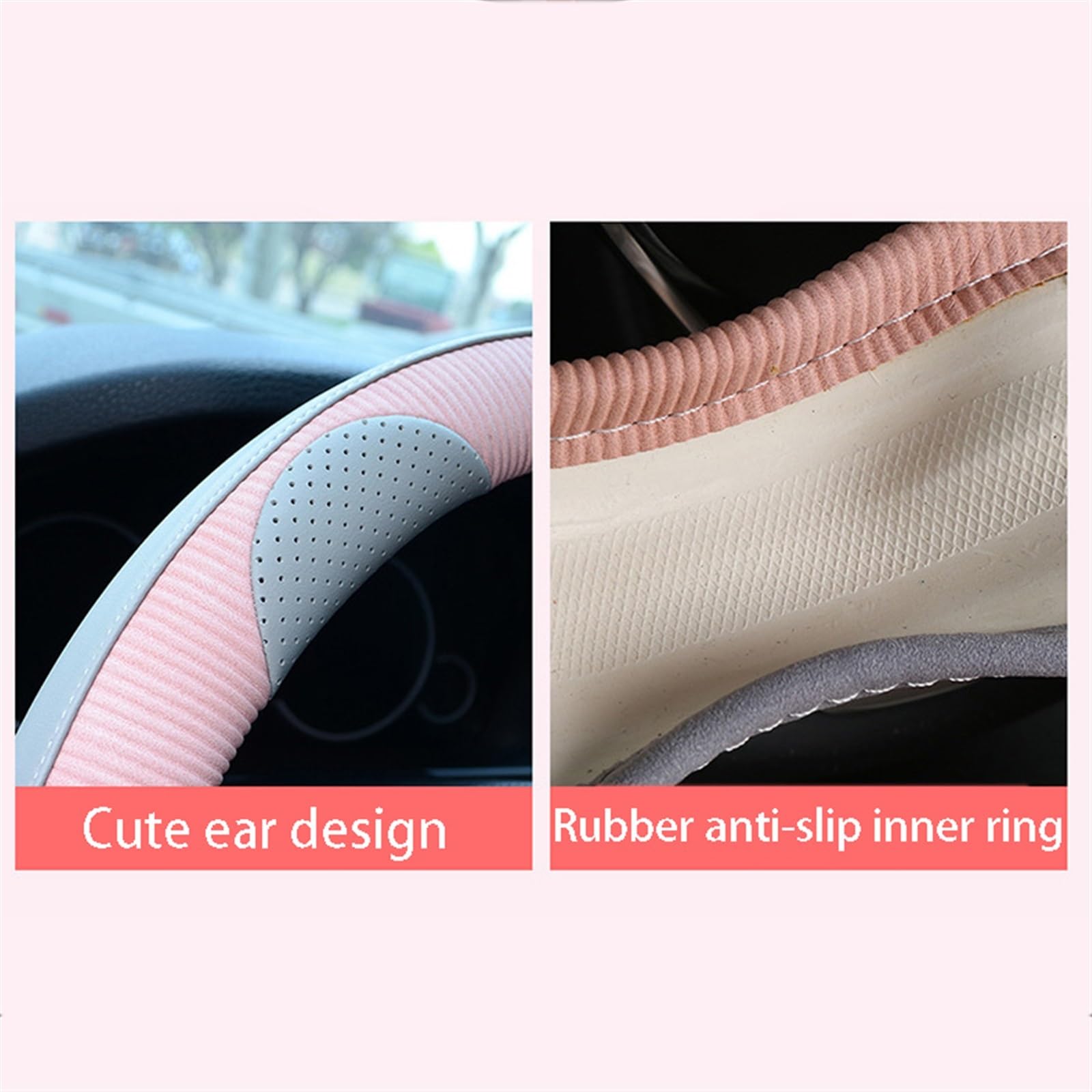 Protector para Volante de Coche, Funda para Volante de Cuero PU de 38cm, Transpirable y Antideslizante