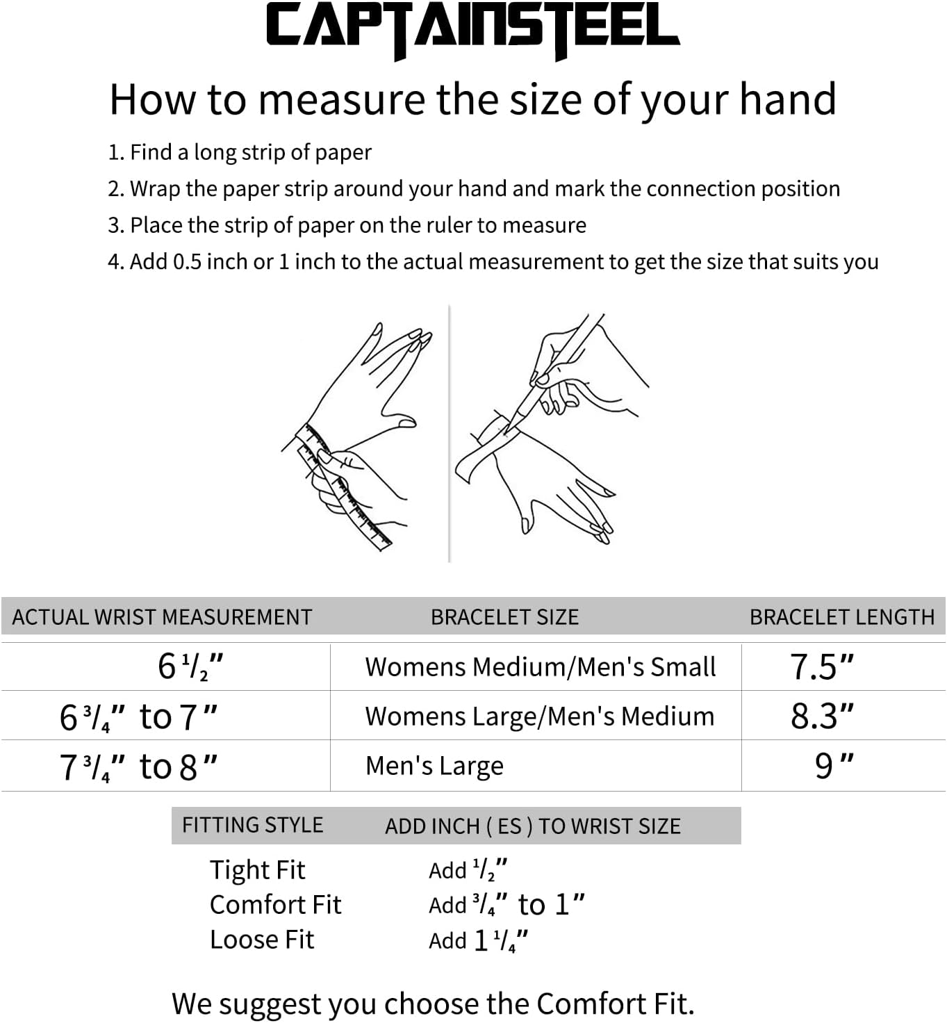 CaptainSteeL Cuban Link Chain Bracelet for Men- 316L Stainless Steel 9/10MM Width Fashion Pattern Snap Button Hip Hop Jewelry,Two Style Cuban Bracelets 18K Gold Plated/Stainless Steel with Gift Box - Image 6