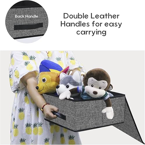 Miniatura 7 de Onlyeasy Cubos plegables de almacenamiento con tapa, caja de almacenamiento, cubo de cubo, cesta organizadora de armario, paquete de dos con asas de