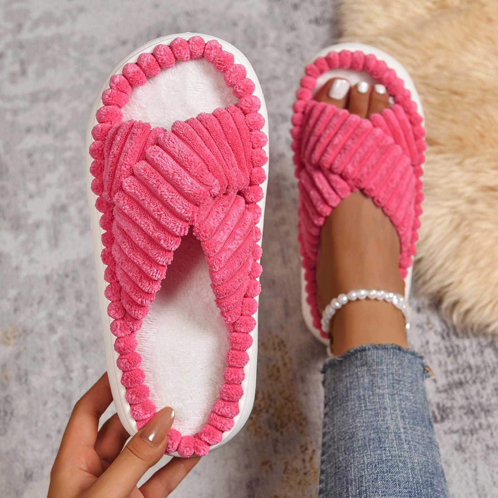 Genérico Pantuflas Punta Abierta Tiras cómodas Mujer Interiores Exteriores Informales