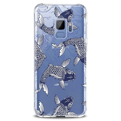 Miniatura 8 de Cavka Funda compatible con Samsung S23 S22 Plus S21 FE Ultra S20+ S10 Note 20 5G S10e S9 Blue Koi Fishes Flexible Silicona Lindo Diseño Sea Catfish