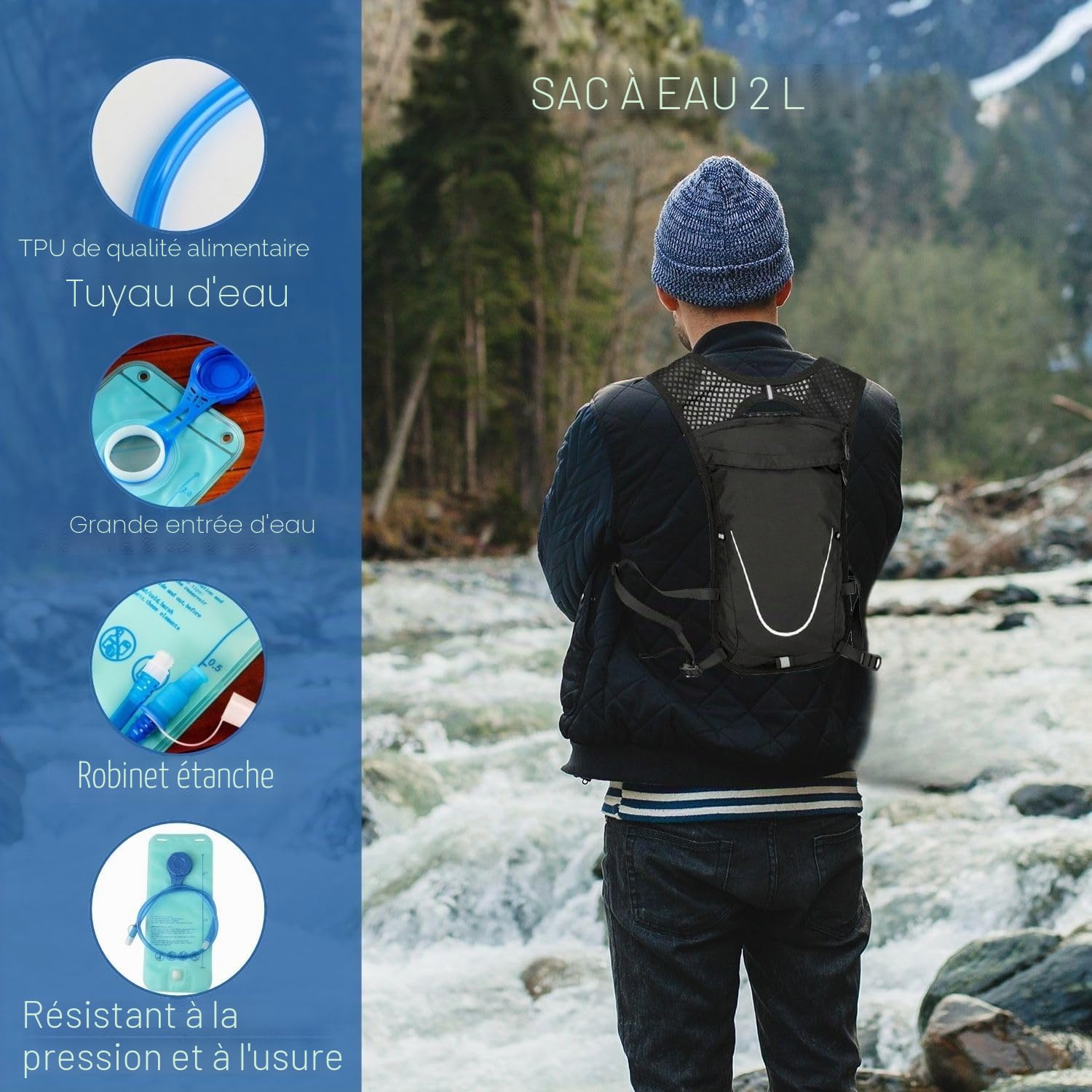 Gilet Hydratation Running pour Homme et Femme, avec Gourde d'hydratation de 2L et 2 Bandes réfléchissantes, Sac Hydratation Running pour Course Trail Marathon Cyclisme Randonné