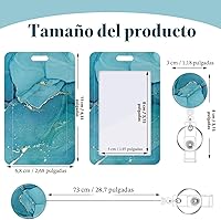 Vista 2 de Juego de 3 portatarjetas de alta resistencia con carrete retráctil, soporte retráctil de mármol para tarjetas de identificación con clip, funda