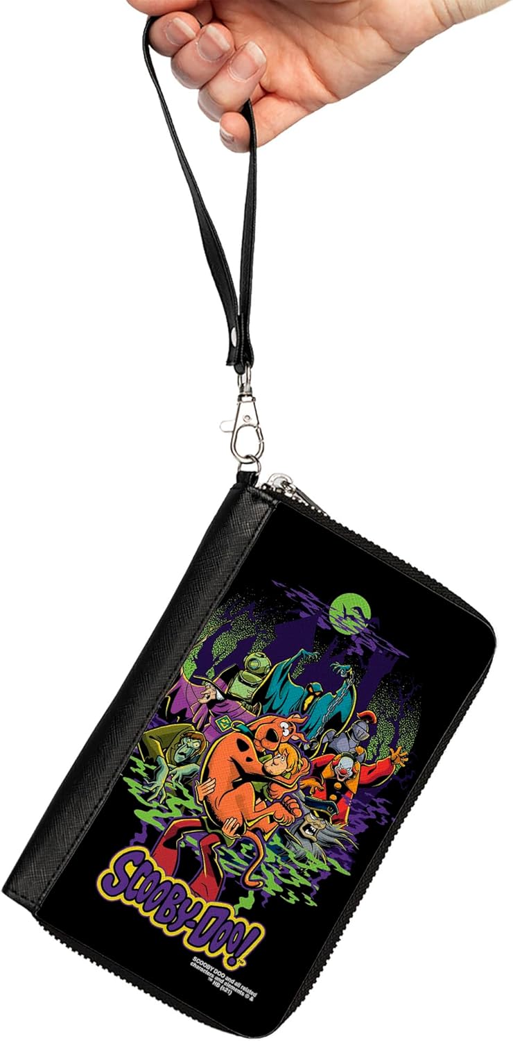 Womens PU Zip Around Wallet Rectangle Shaggy Carrying Scooby Doo with Monsters Pose and Logo - Image 2