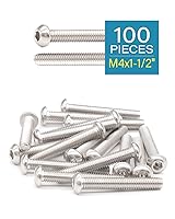 Vista 2 de Tornillos de cabeza de botón M4-0.7 x 1-1/2 "(40 mm) Tornillos de cabeza de botón (100 piezas) 18-8 Acero inoxidable 304 Allen Hex Drive Tornillo