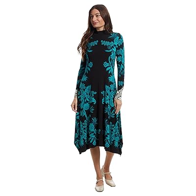 Johnny Was The Janie Favorite Hankerchief Hem Mock Neck Dress Women