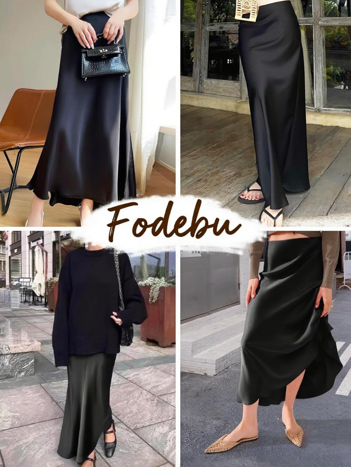 Women's Satin Long Skirt Summer High Waist A-line Skirt Hidden Elastic Waistband Elegant Casual Maxi Skirt for Women - Image 2