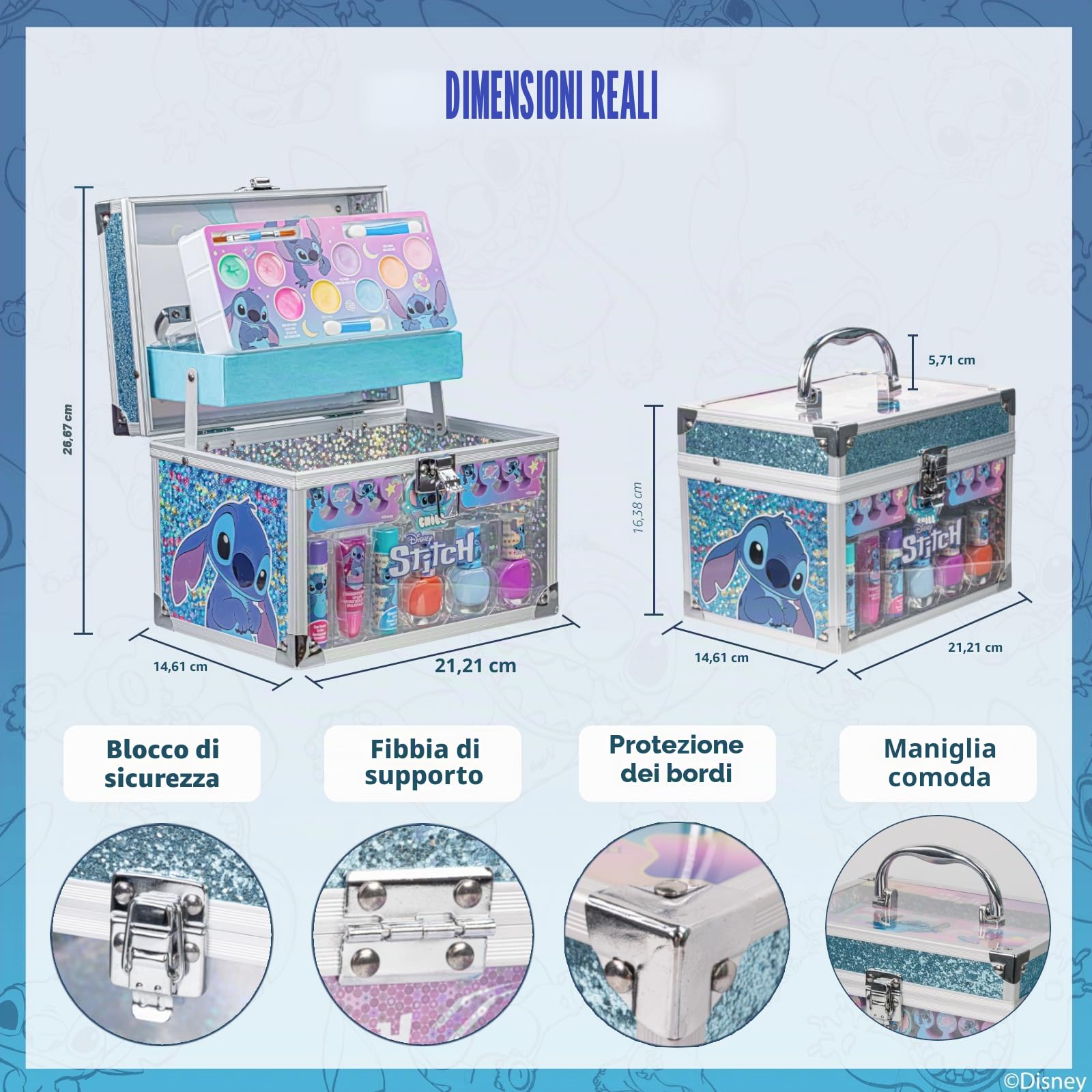 Stitch Set Trucco Bambine Gloss e Smalto con Beauty Case