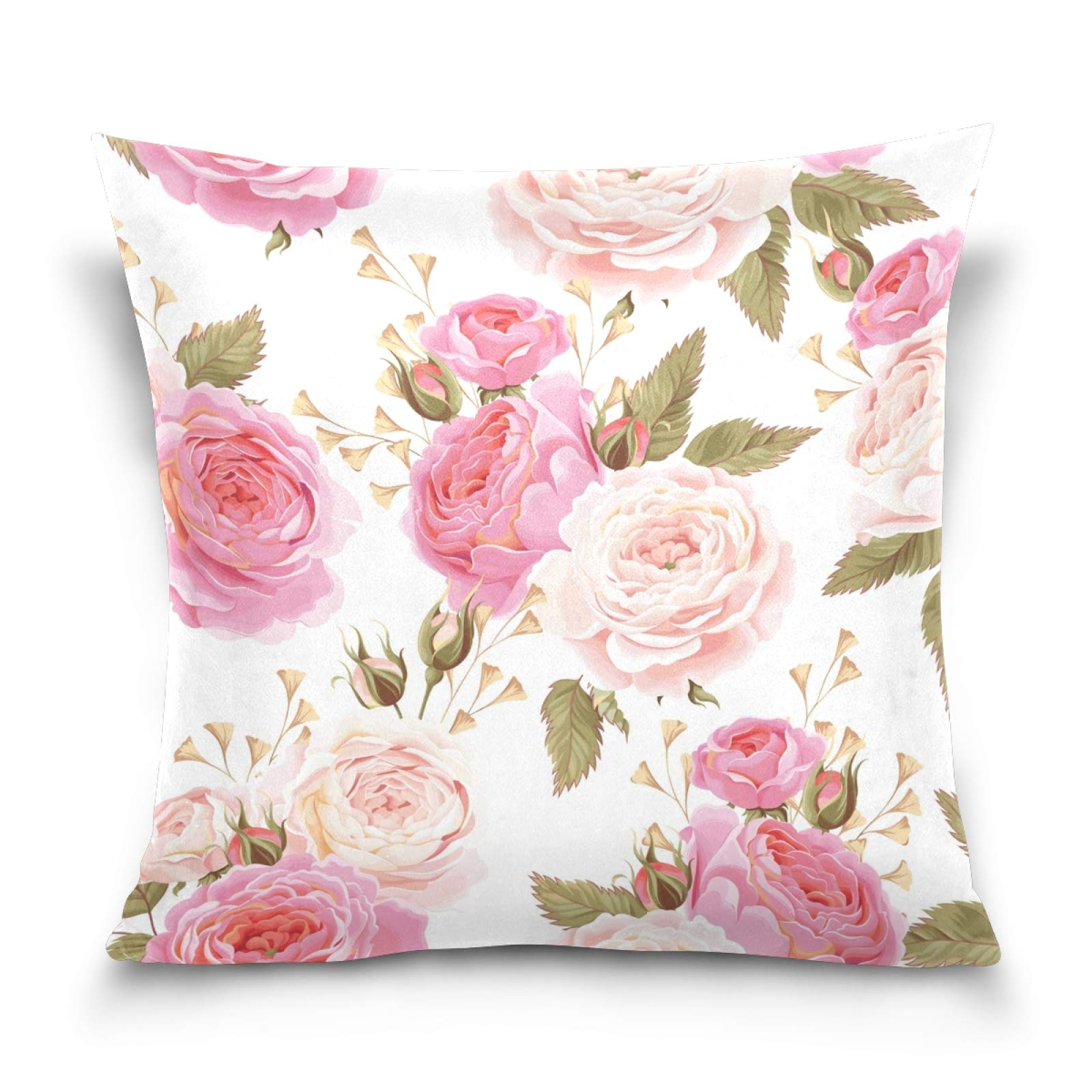 Federa Per Cuscino Decorativa Floreale Rosa – PPRLIFE – 50x50 Cm In Cotone E Lino (2 Pezzi, Solo Federe) - 2