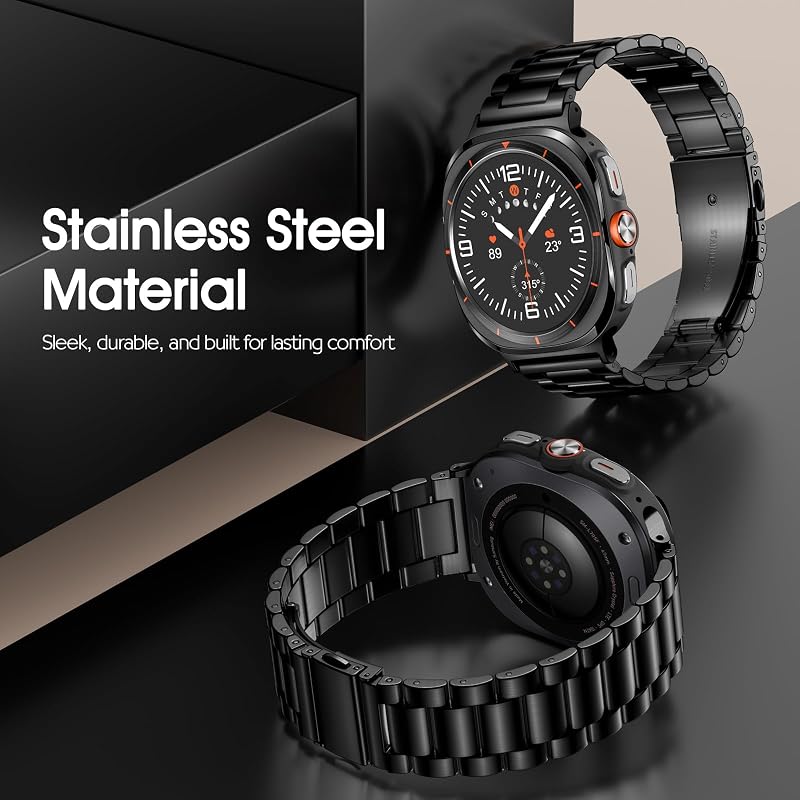 Netolo.inc Extra hosszú rozsdamentes acél óraszíj fekete Samsung Galaxy Watch Ultra 47 mm és Galaxy Watch 7 Ultra 47 mm készülékhez, nem Gal