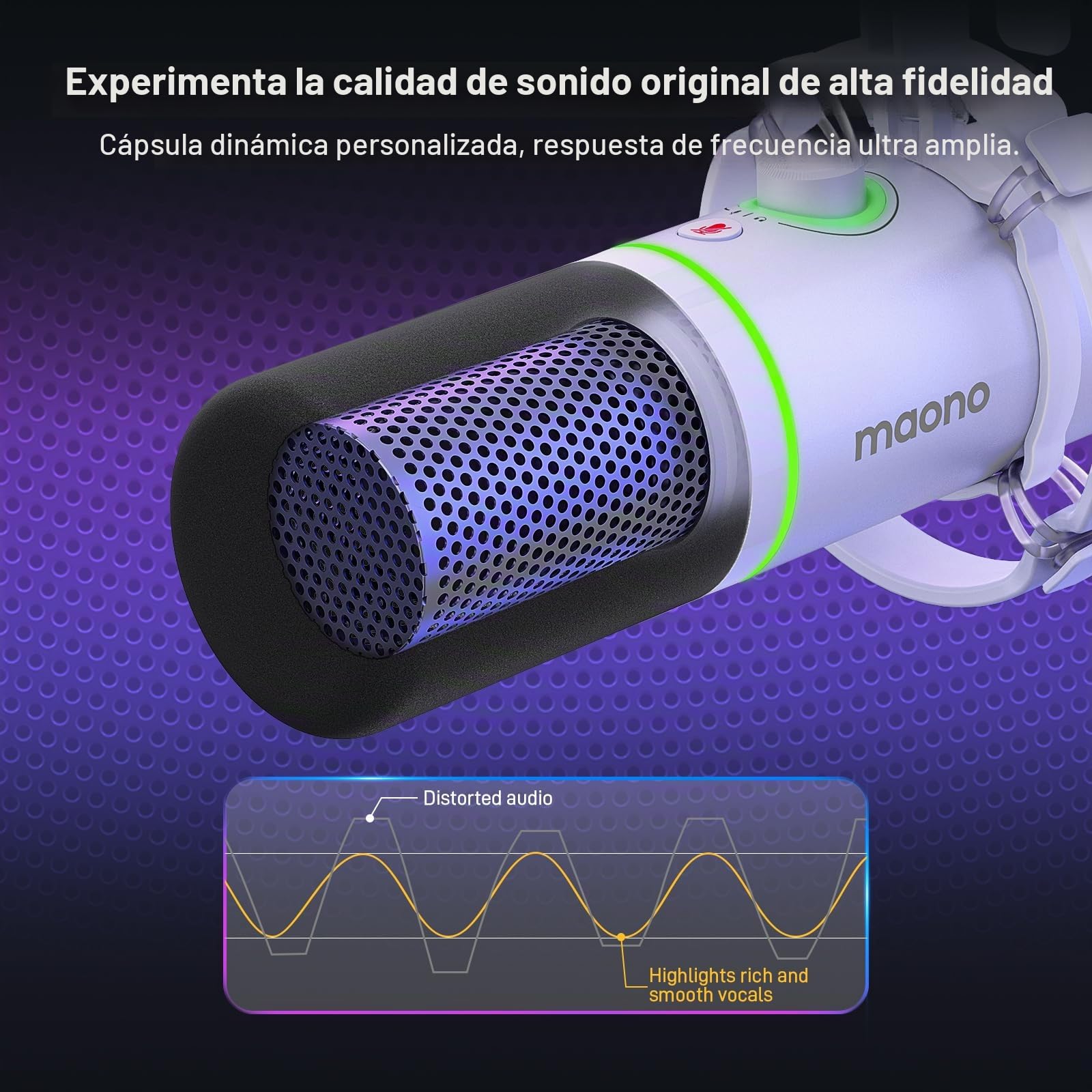 MAONO Kit de Micrófono Dinámico XLR/USB para PC, Micrófono para Podcast con Brazo, Software, Silencio, Botón de Ganancia, Control de Volumen, Micrófono para Streaming, Gaming, PS4/PS5, Doblaje