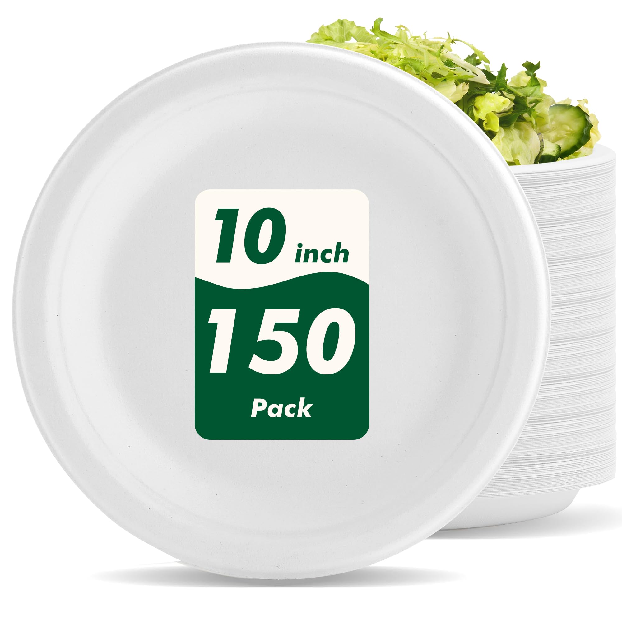 Compostable Paper Plates - 150 Pack (10 Inch) -1