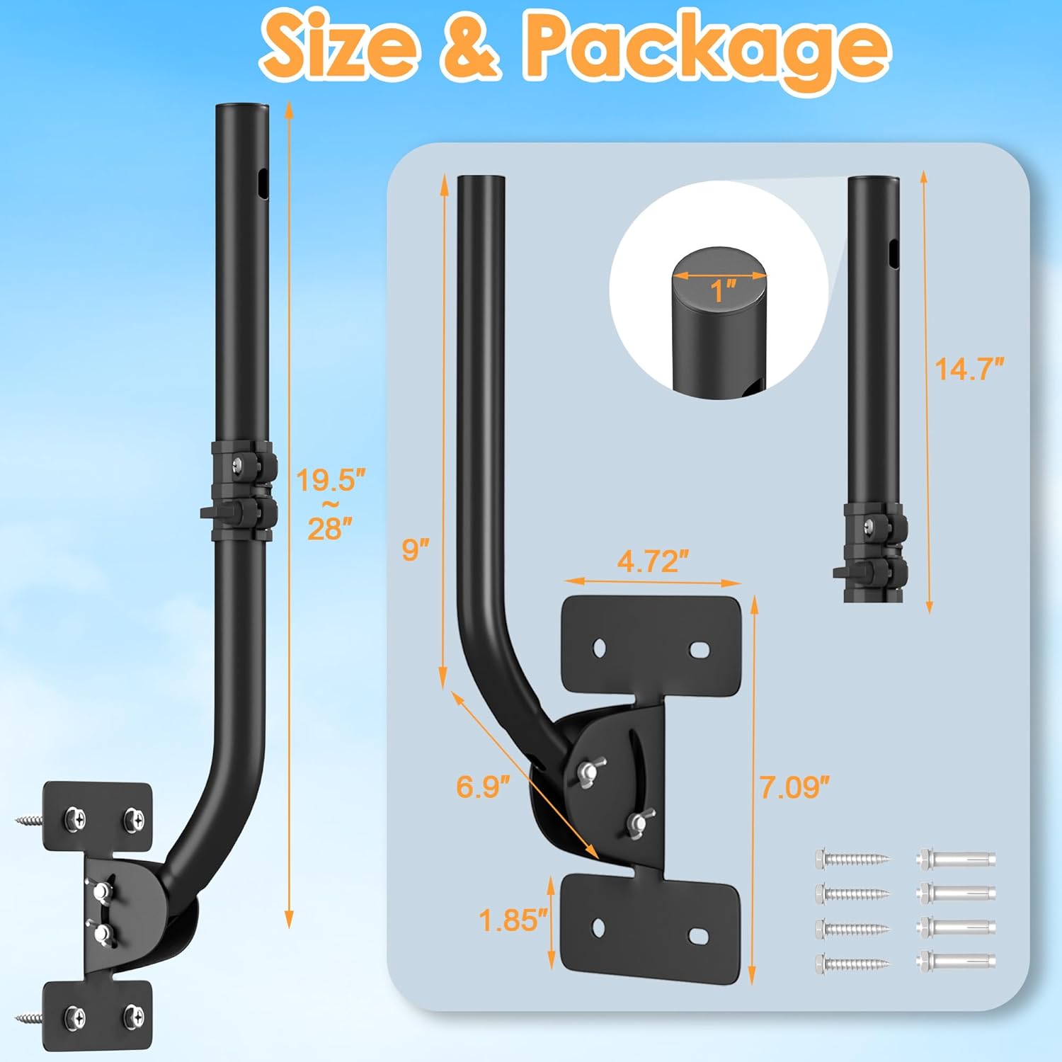 OPKING Gen 3 Starlink Mount, Adjustable Starlink Roof/Wall Mount Kit for V3 Standard Dish, Compatible with Concrete, Brick & Wooden Walls, Includes 90° Tilt Metal Gen 3 Pipe Adapter