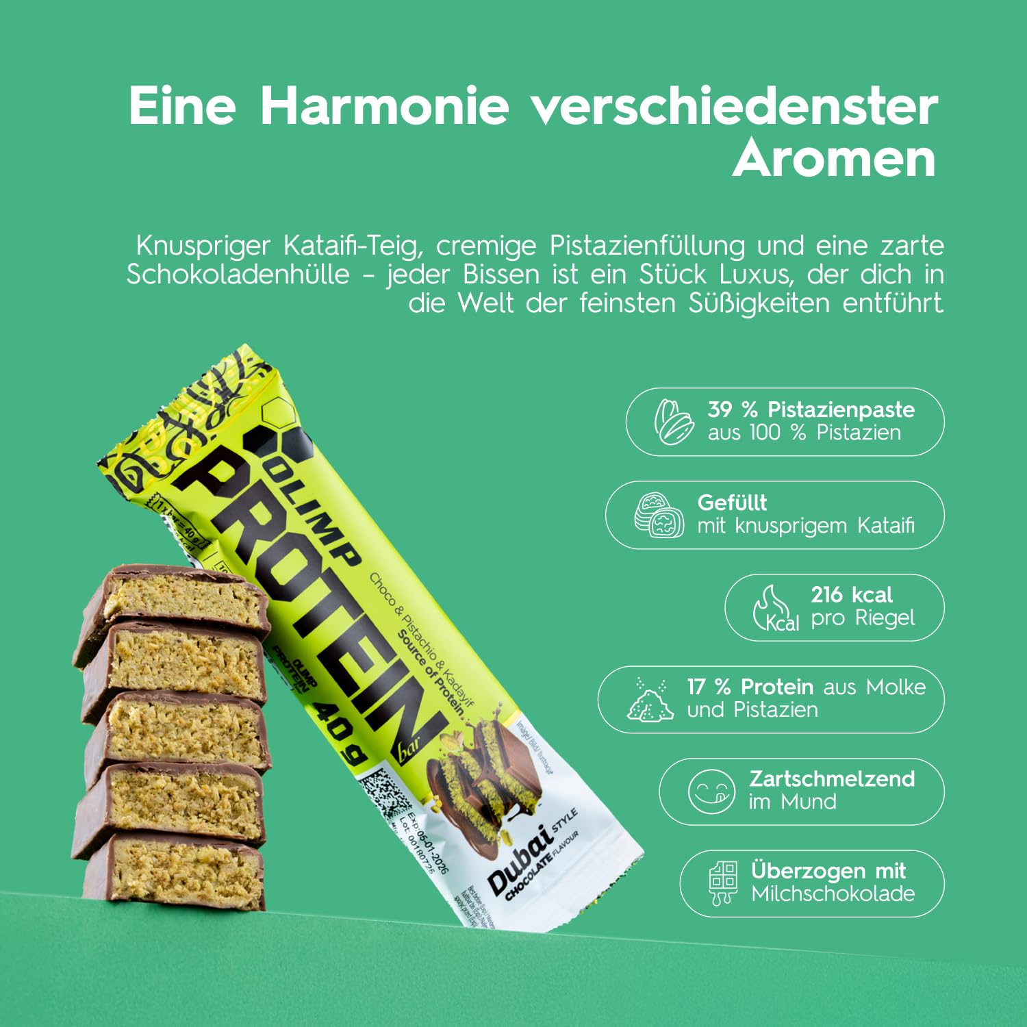 Olimp Proteinriegel Protein Bar 25 x 40g Dubai Style Chocolate - Powerbar Riegel