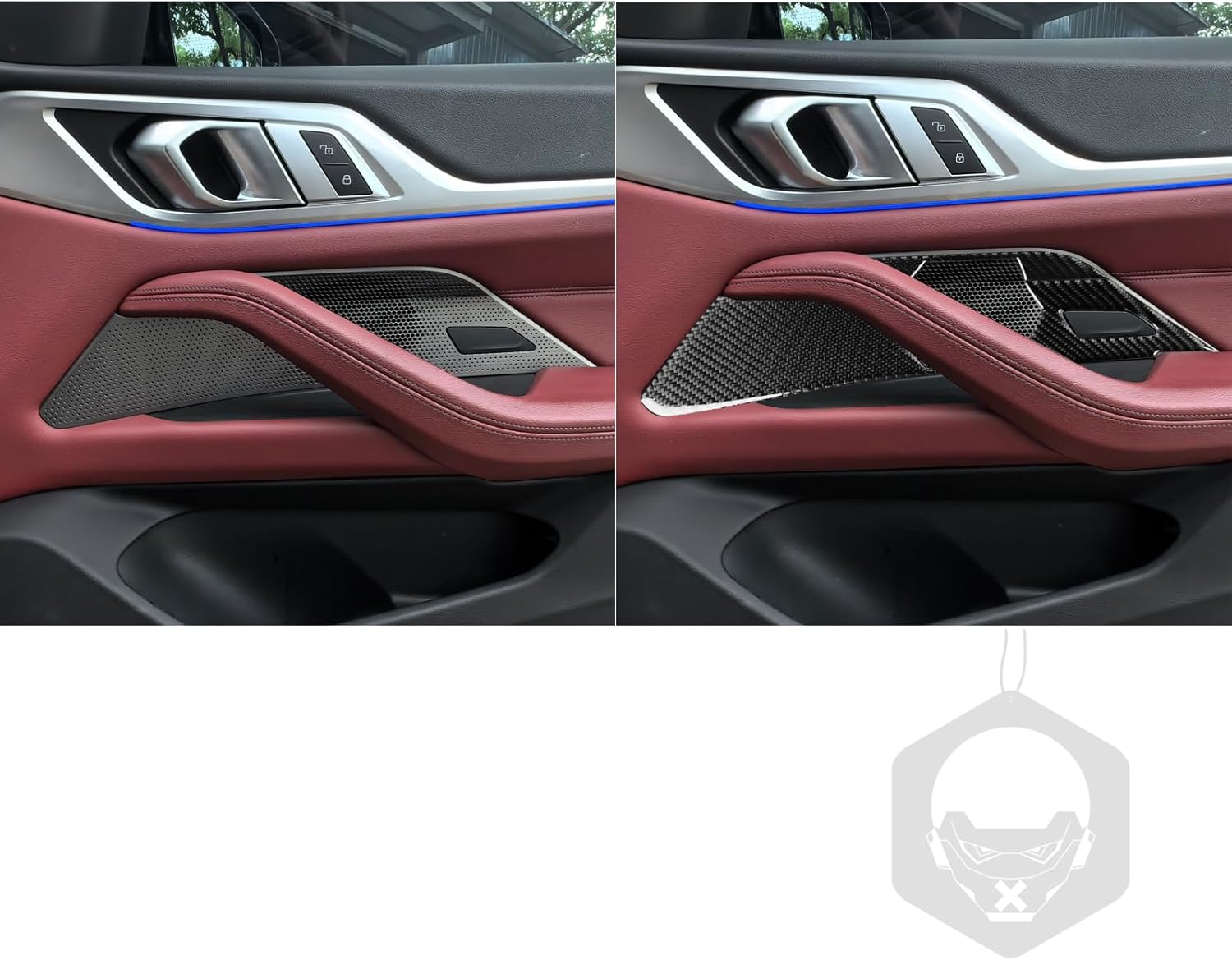 Real Carbon Fiber Car Front Door Speaker Panel Trim Compatible with BMW 4 Series 430i M440i xDrive M4 2021-2025 2022 2023 2024 G22 G23 G26 G82 G83 Interior Sticker Decal Accessories