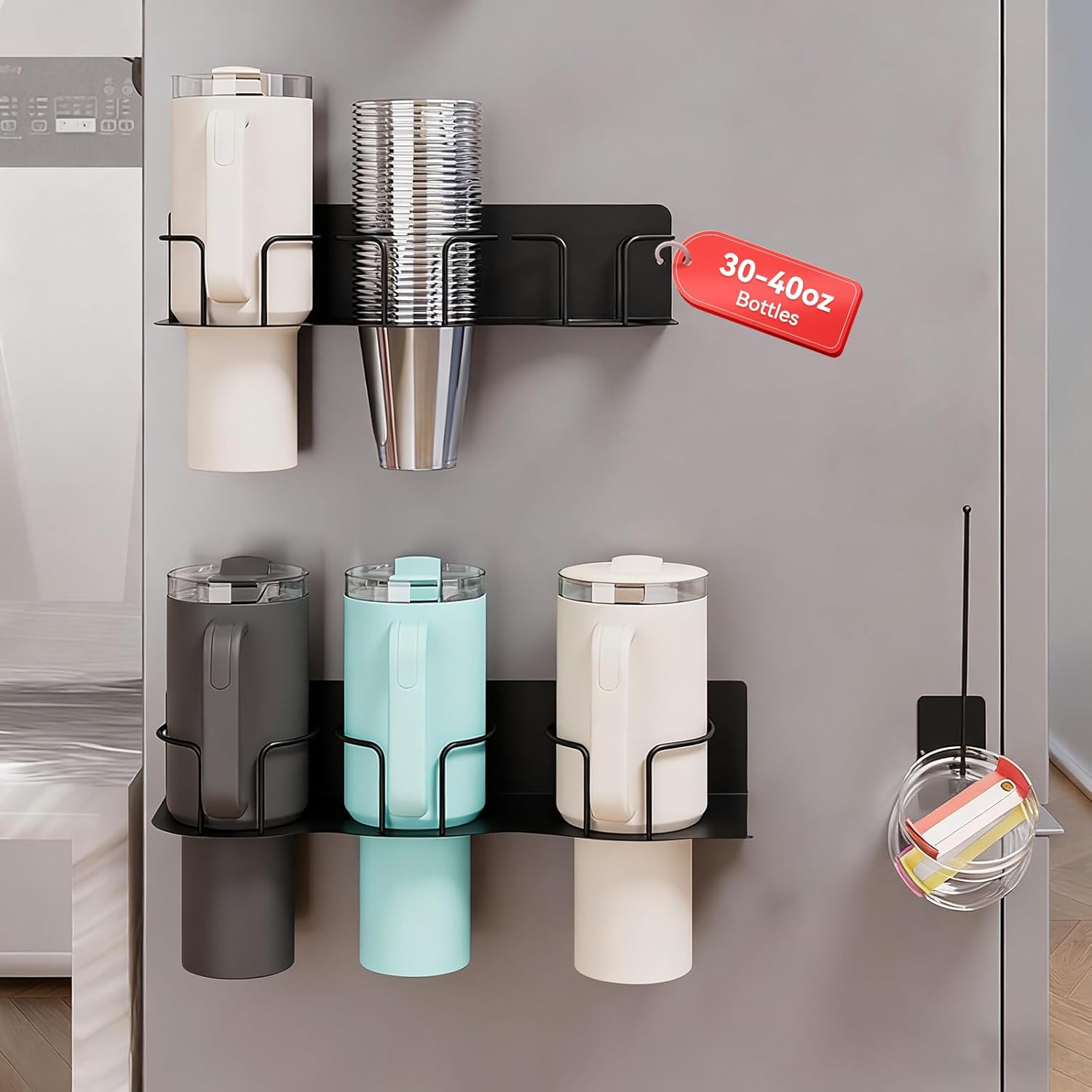 Magnetic Stanley Cup Lid Organizer 2 Racks 1 Holder