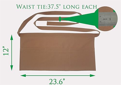 Miniatura 2 de Resist water 3 big Pockets Waist Server Apron Kitchen Restaurant Unisex Half Aprons