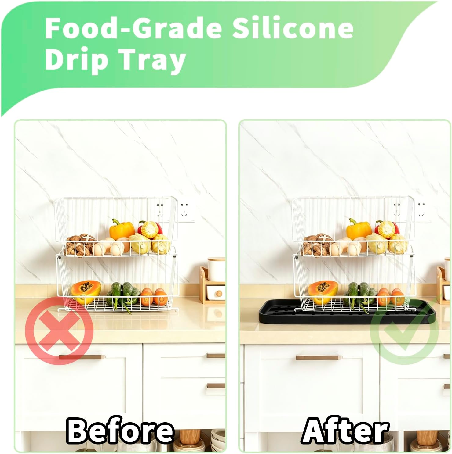 Drip Tray for Drink Dispenser, 2 Pack Silicone Drip Pan