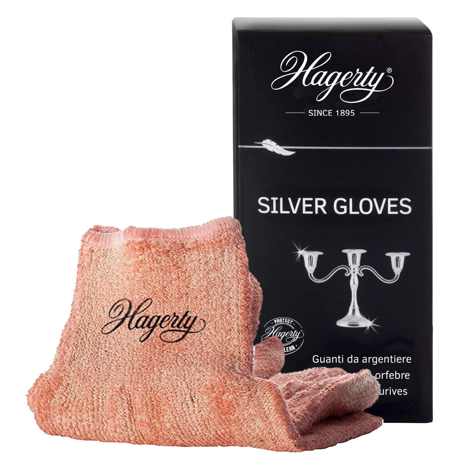 Hagerty Silver Gloves Guantes impregnados en seco para la limpieza de plata con protección contra el óxido 2 pares Guantes de pulir de algodón Prácticos guantes para limpiar plata y metal plateado
