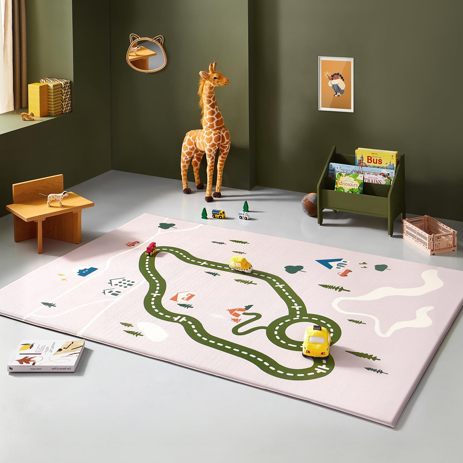 Tiny Land Baby Crawling Mat Reversible Baby Play Mat 78" X 55" Waterproof Non-Slip Larger Playmat Odorless Foam Floor Mat for Infants,Toddlers(Forest Wonders)