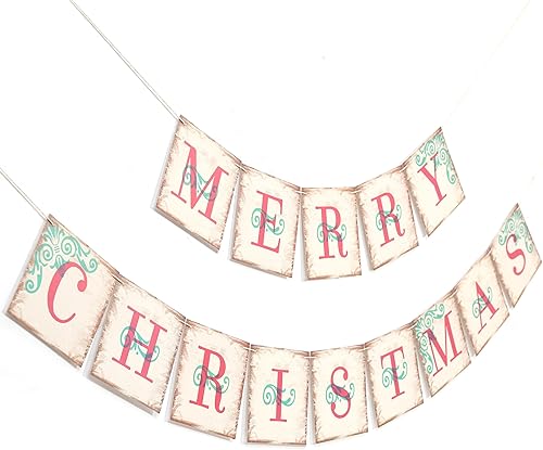 Cartel de Feliz Navidad  Decoración clásica de Navidad roja y verde, guirnalda de banderines de Navidad, decoración rústica de manto de granja, para disponible en Yaxa Colombia